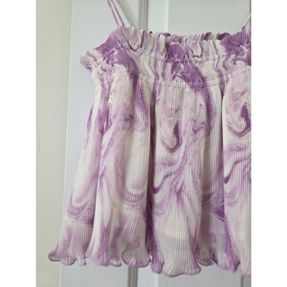 GANNI White and Purple Georgette Pleated Strap Camisole 34 - Picture 4 of 11